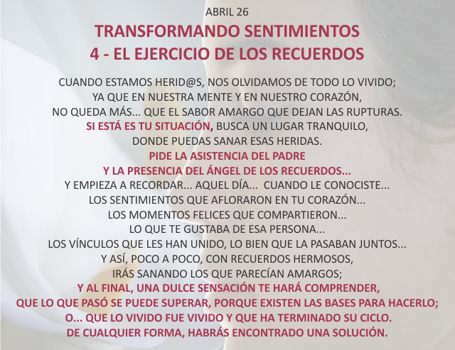 Transformando sentimientos 4 - El ejercicio de los recuerdos